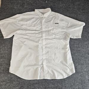Columbia PFG Shirt Mens Extra Large White Vented Omni-Shade Fishing Short Sleeve